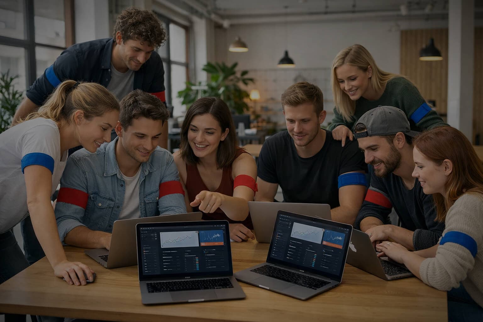 Endely product team collaborating around a laptop