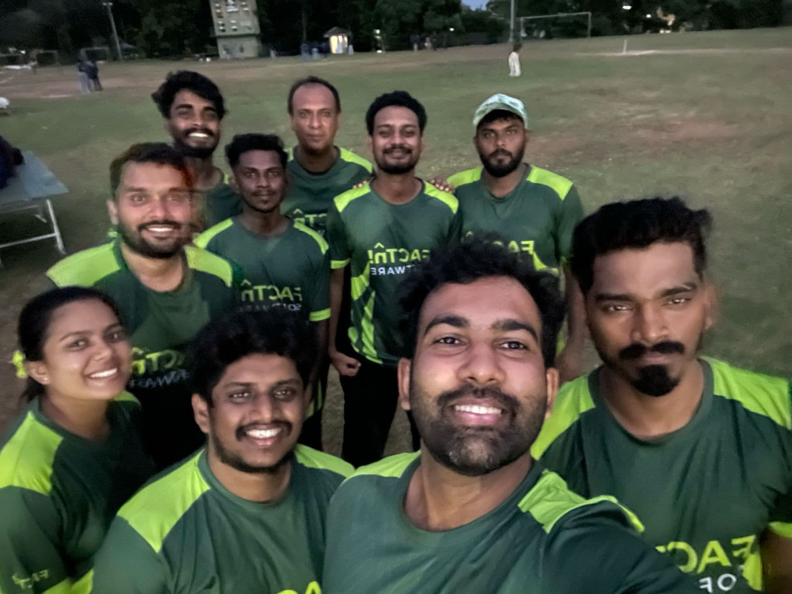 FACTn team taking a selfie after the Fit Sixes cricket match