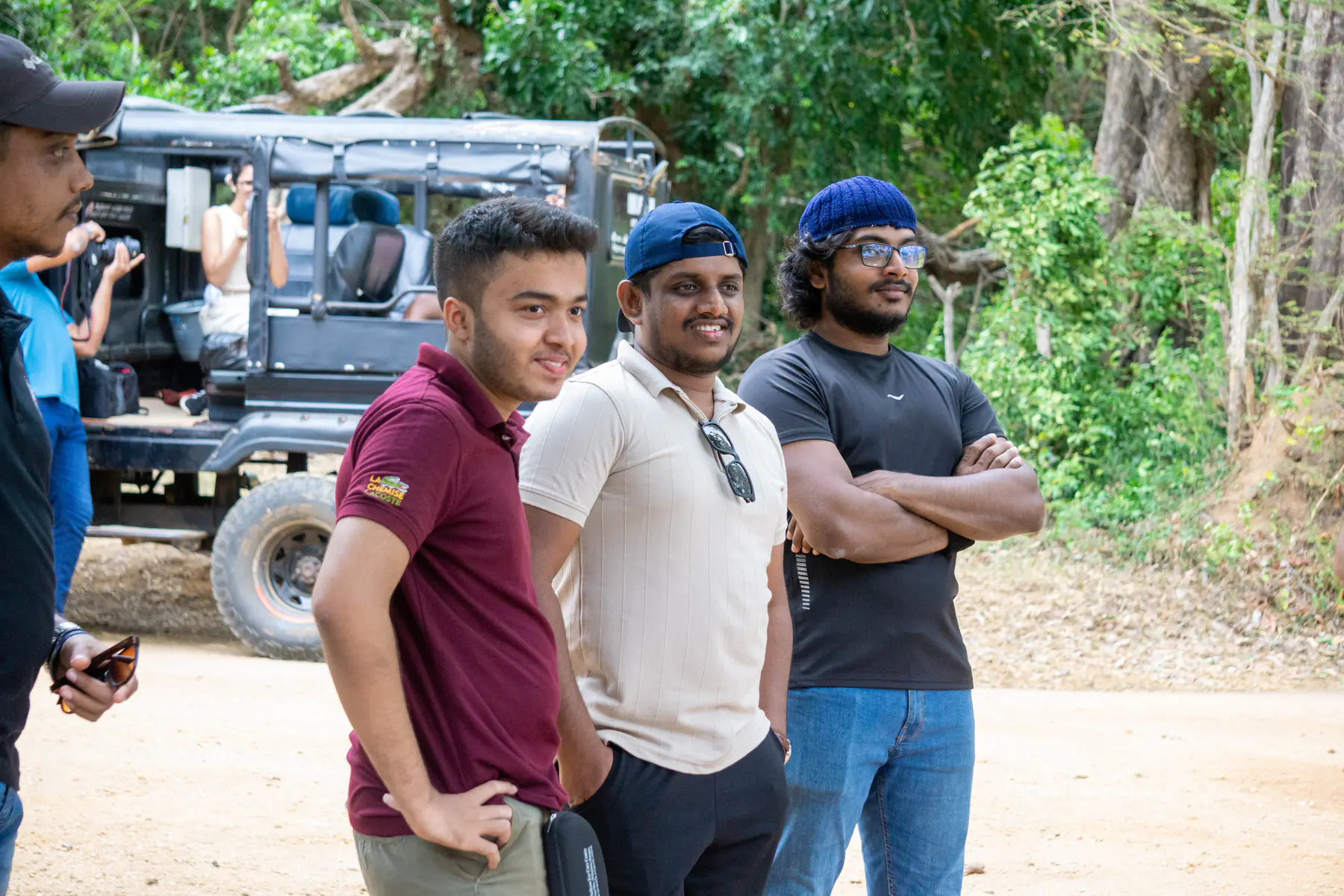 FACTn teammates gathering near their safari jeeps