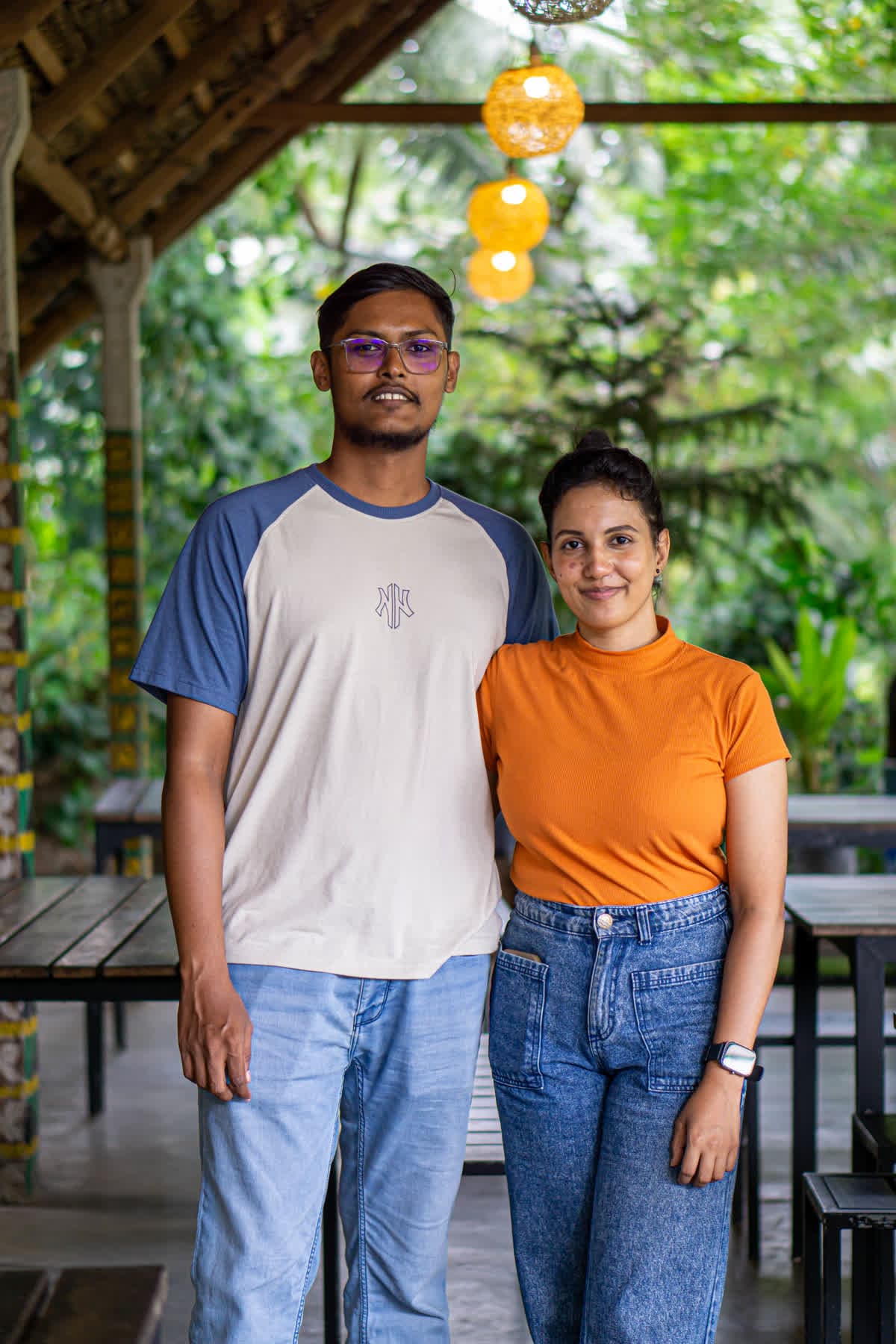 Two guests posing together at Hotel Sigiriya