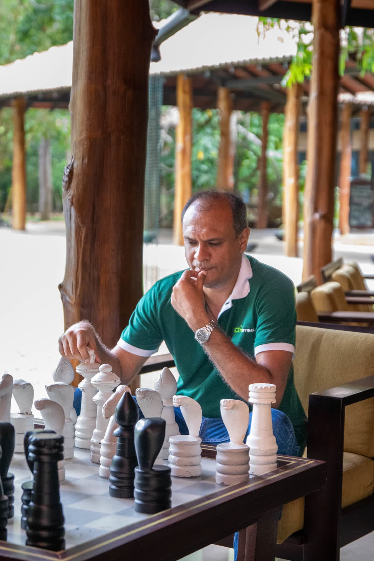 FACTn colleague concentrating on a chess match