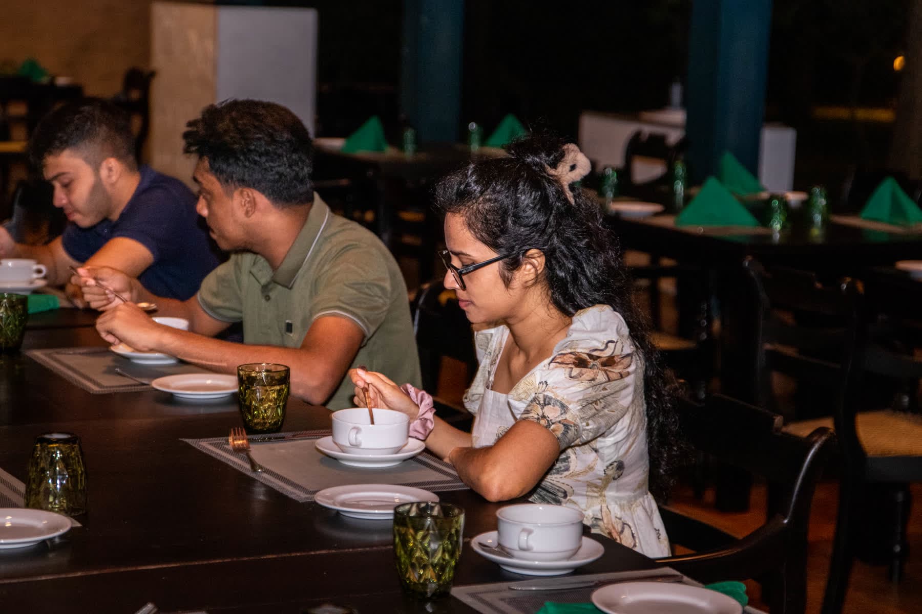 FACTn colleagues enjoying dinner together at Hotel Sigiriya