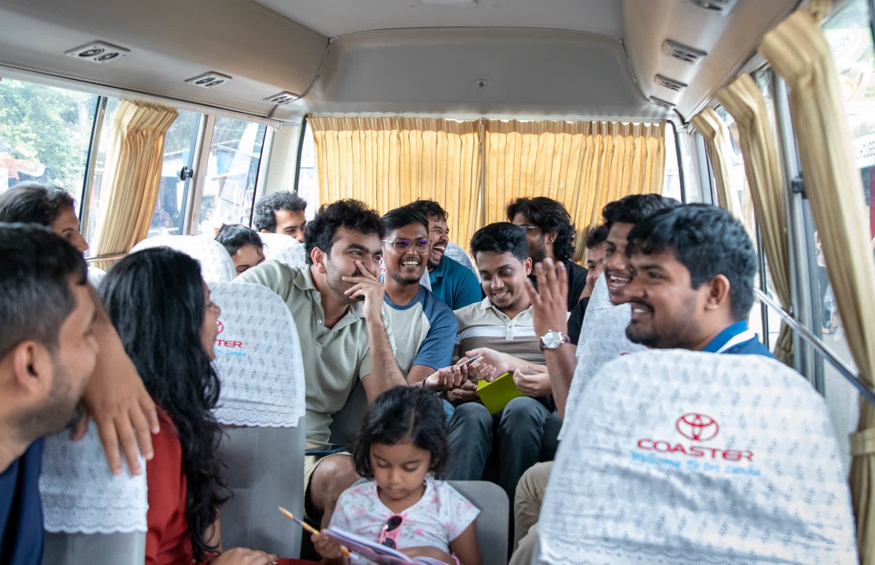 FACTn team members travelling together by bus to Sigiriya