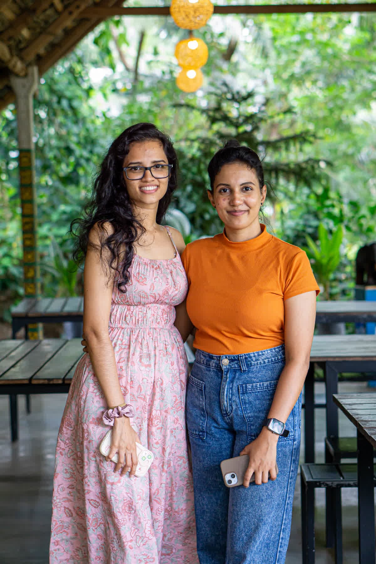 Two women posing together in the Hotel Sigiriya gardens