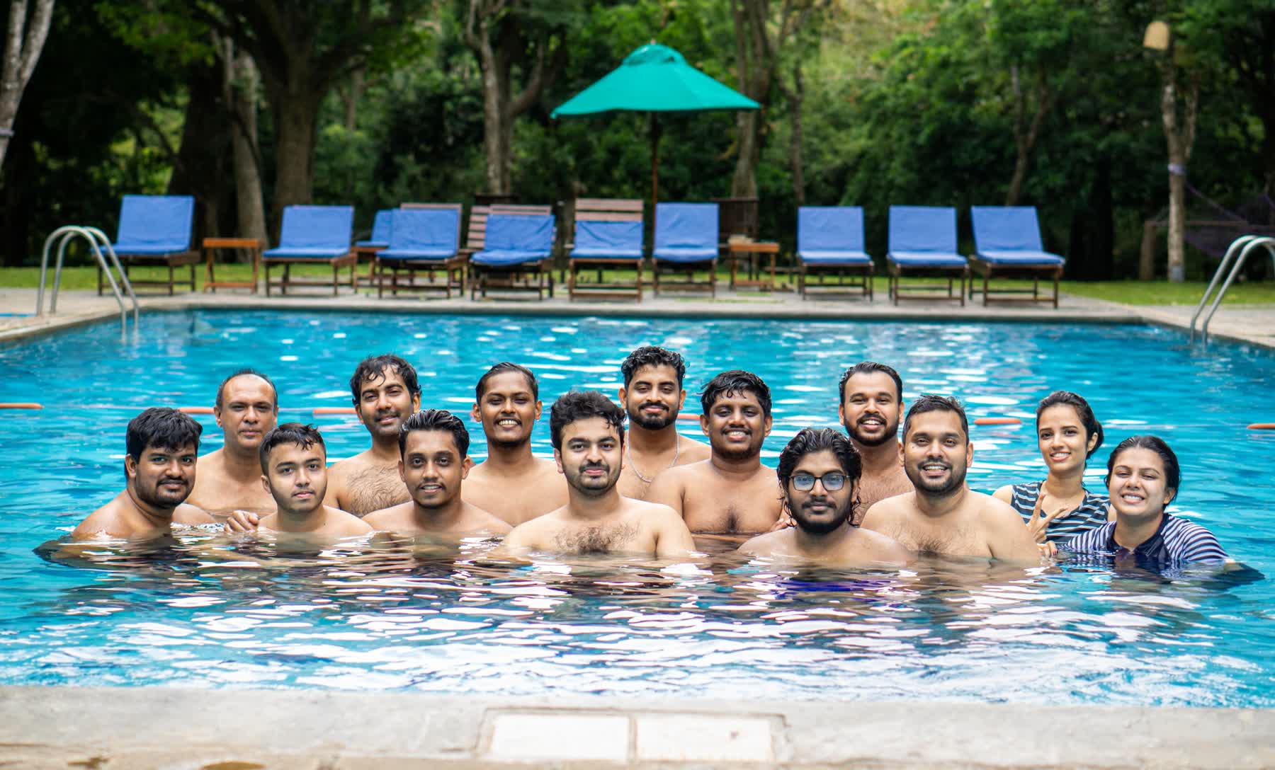 FACTn team enjoying the pool during their Sigiriya trip