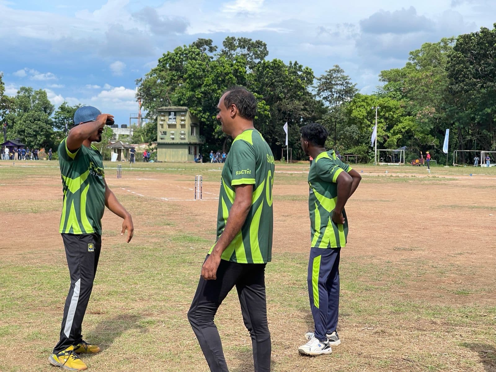 FACTn cricket players on the field during Fit Sixes