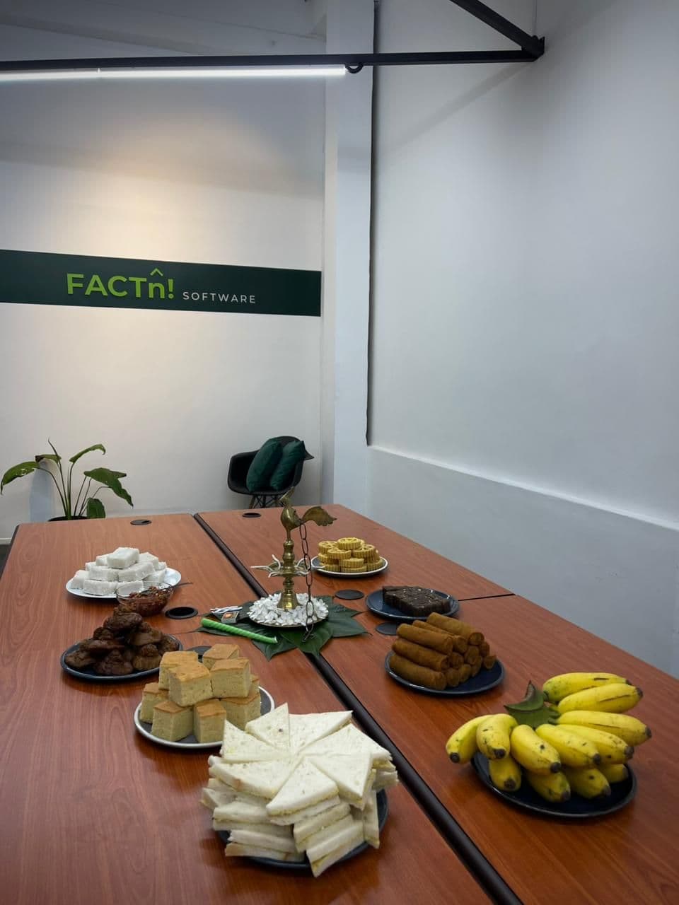 New Year treats arranged on the meeting table at the FACTn office