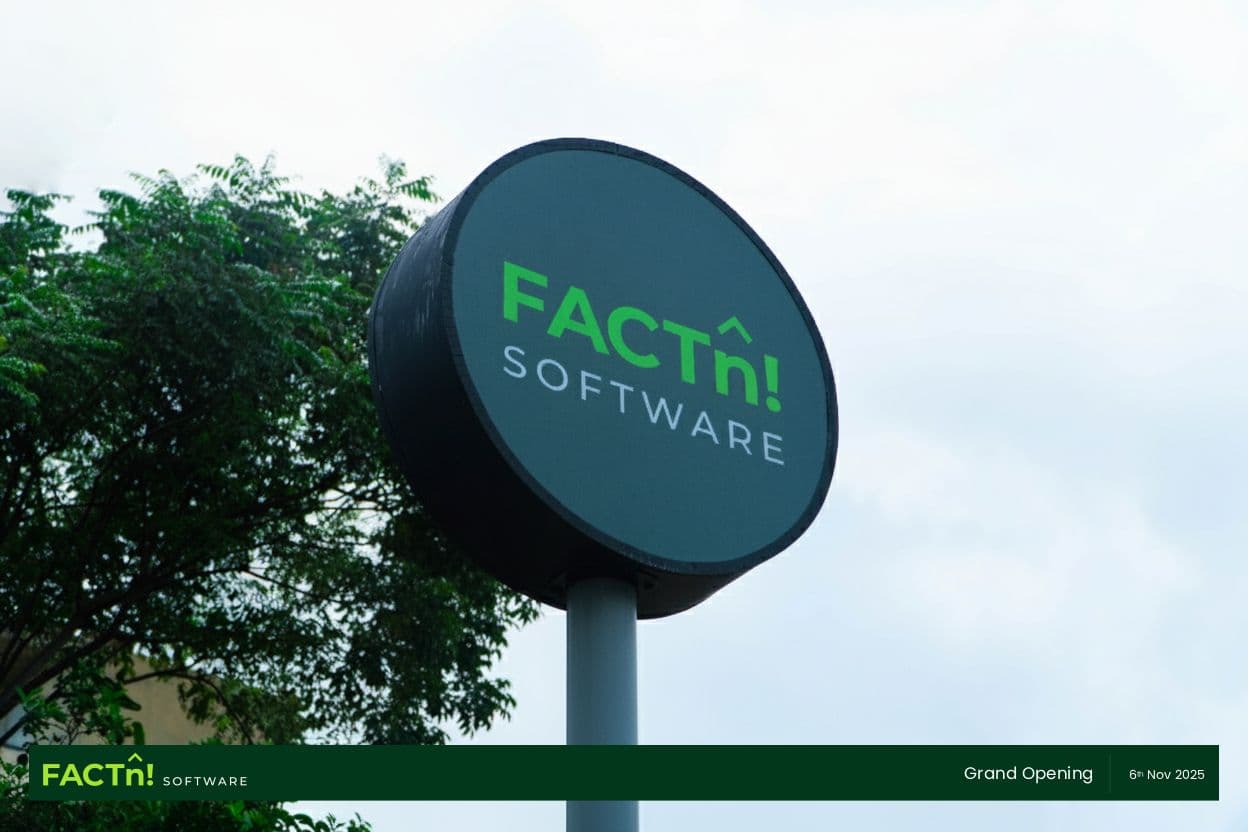 FACTn Software sign outside the new office premises