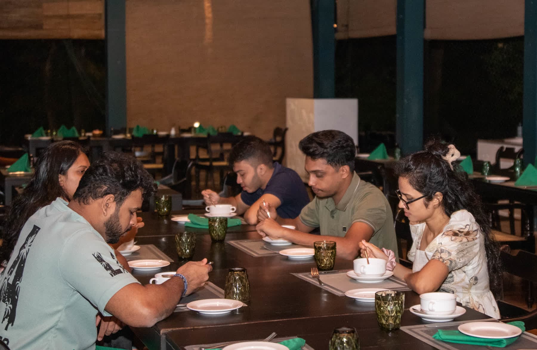 FACTn team members sharing a meal at Hotel Sigiriya